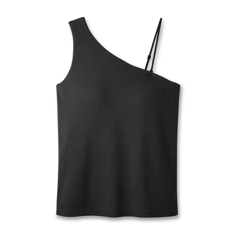 カップ イン アシンメトリー タンクトップ ブラック