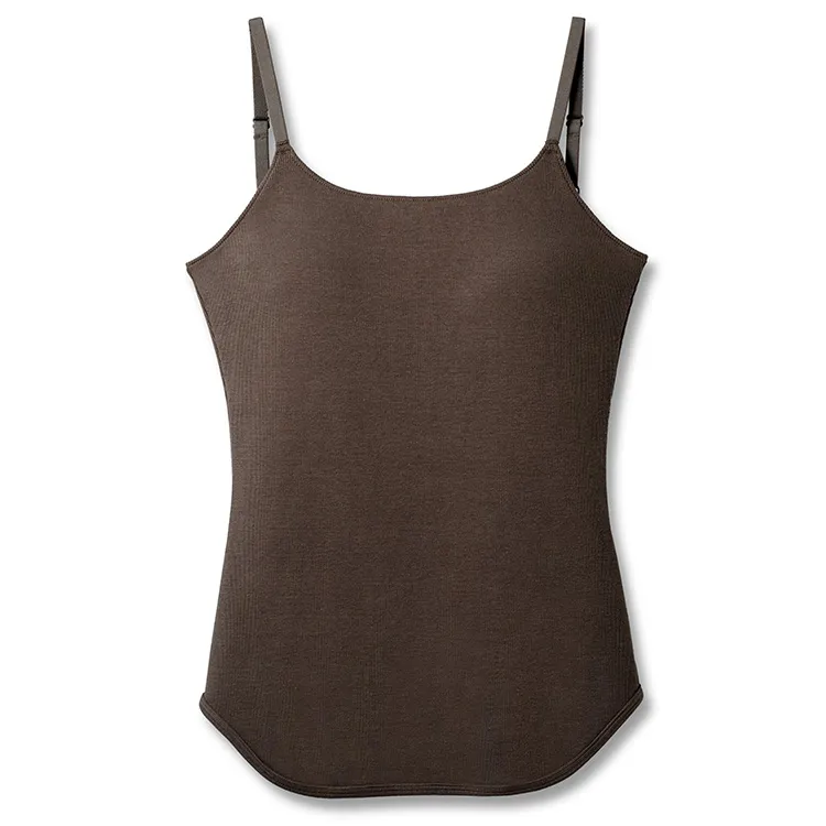 カップイン リブUバックキャミソール ブラウン