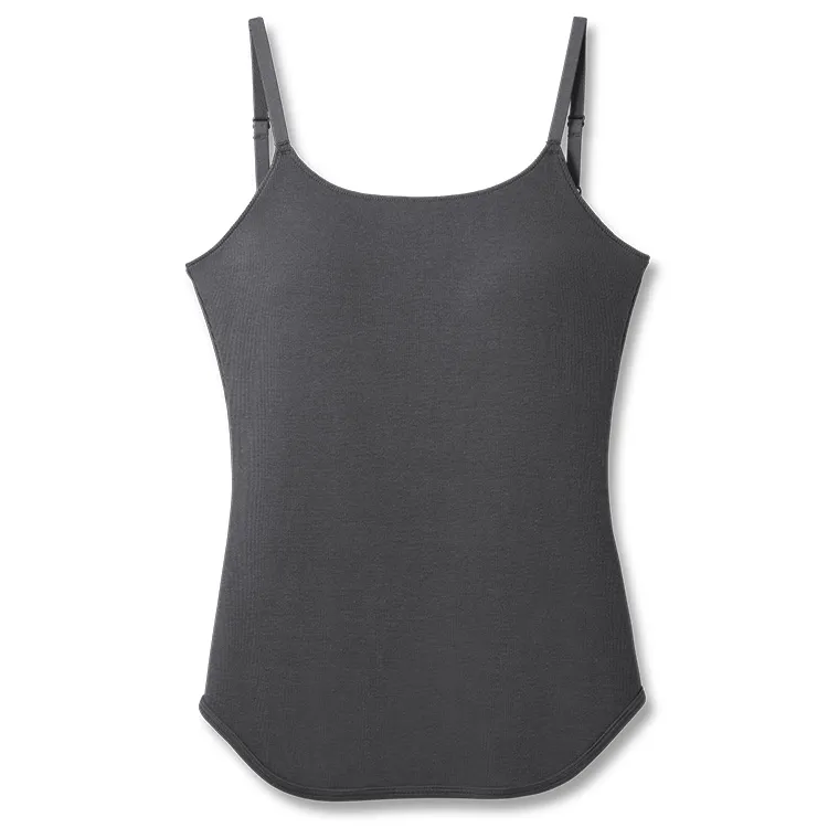カップイン リブUバックキャミソール チャコールグレー
