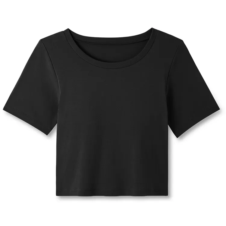 カップ イン クロップド クルーネックT ブラック