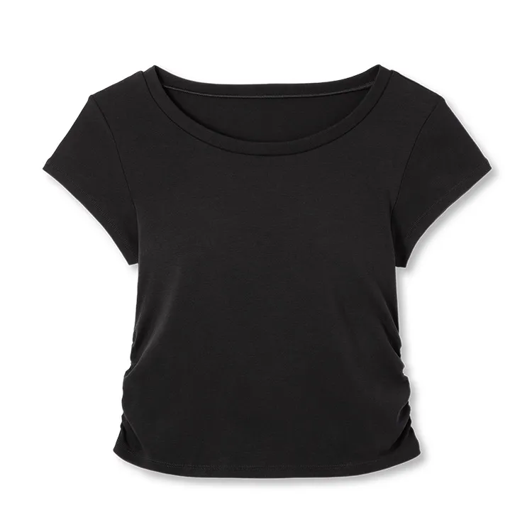 カップ イン サイドギャザーT ブラック