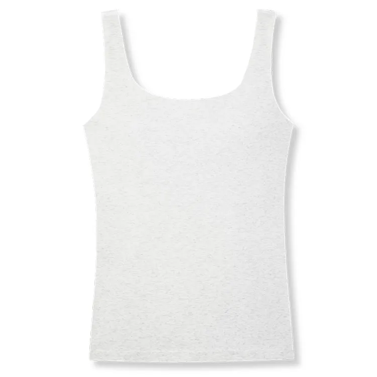 カップイン スクエアネックタンクトップ ライトヘザーグレー