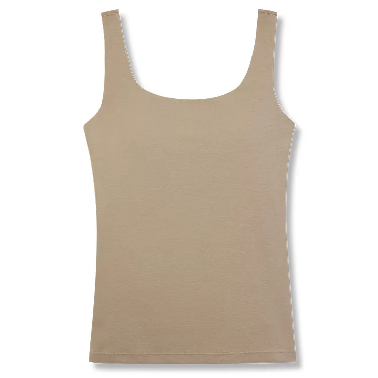 カップイン スクエアネックタンクトップ ナチュラルベージュ